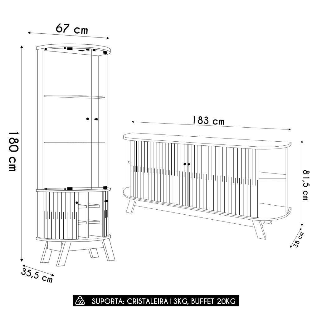 Cristaleira De Vidro Melina E Buffet Monica Z10 Off-cinamomo - Mpozenato - 4