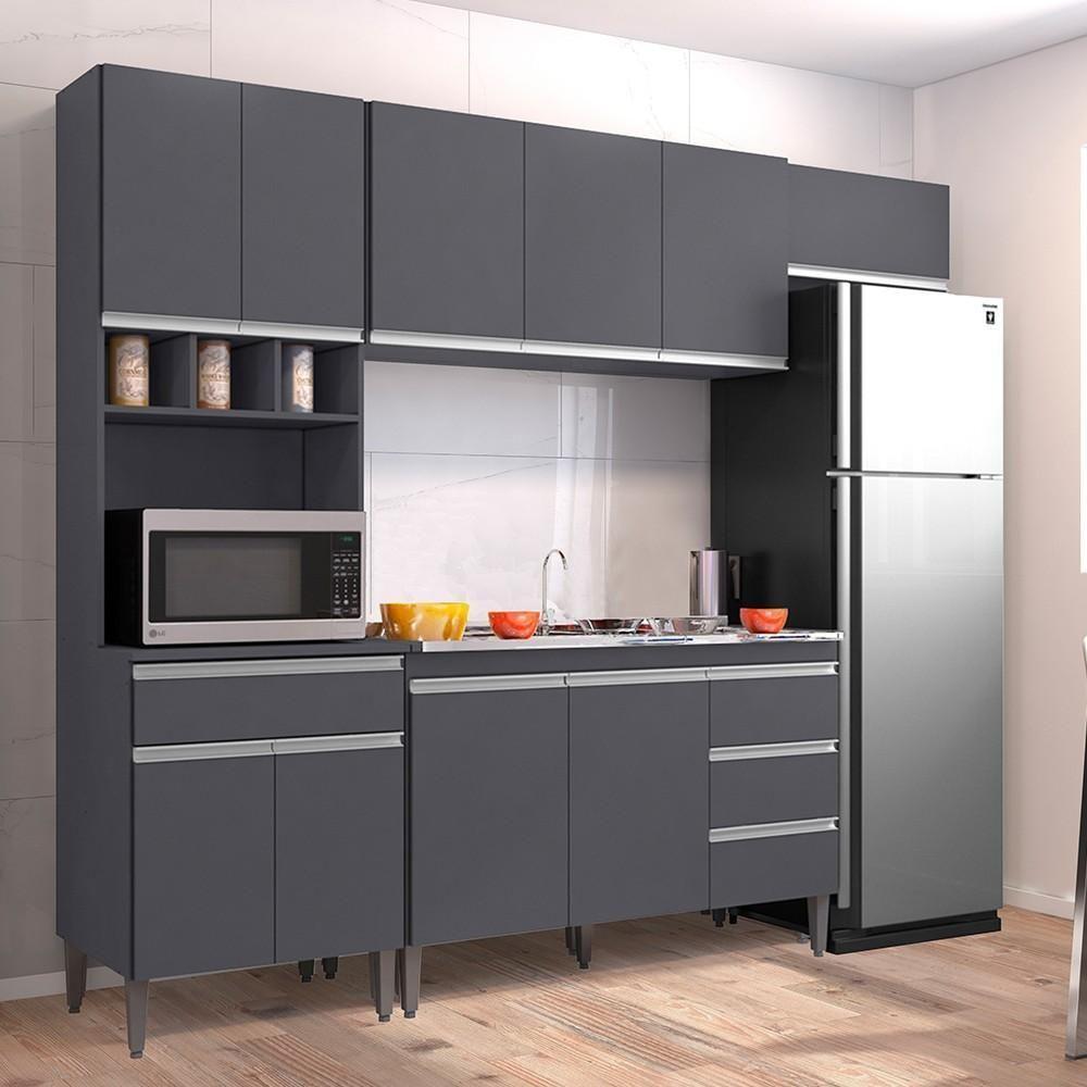 Cozinha Modulada 5 Peças Balcão Com Pia 120cm Andréia Cinza- Ajl Móveis - 2