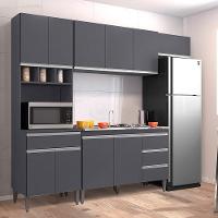 Cozinha Modulada 5 Peças Balcão Com Pia 120cm Andréia Cinza- Ajl Móveis - 2