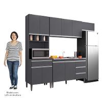 Cozinha Modulada 5 Peças Balcão Com Pia 120cm Andréia Cinza- Ajl Móveis - 5