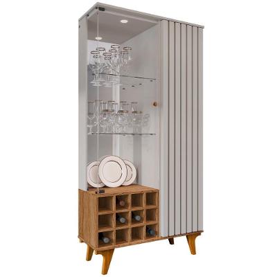 Cristaleira Porta De Vidro E Adega 91cm Lauana Off-cinamomo B02 - Mpozenato