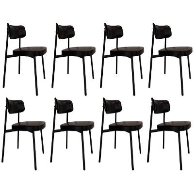 Cadeira De Jantar Estofada Kit 8 Ella M25 Sintético Preto - Mpozenato