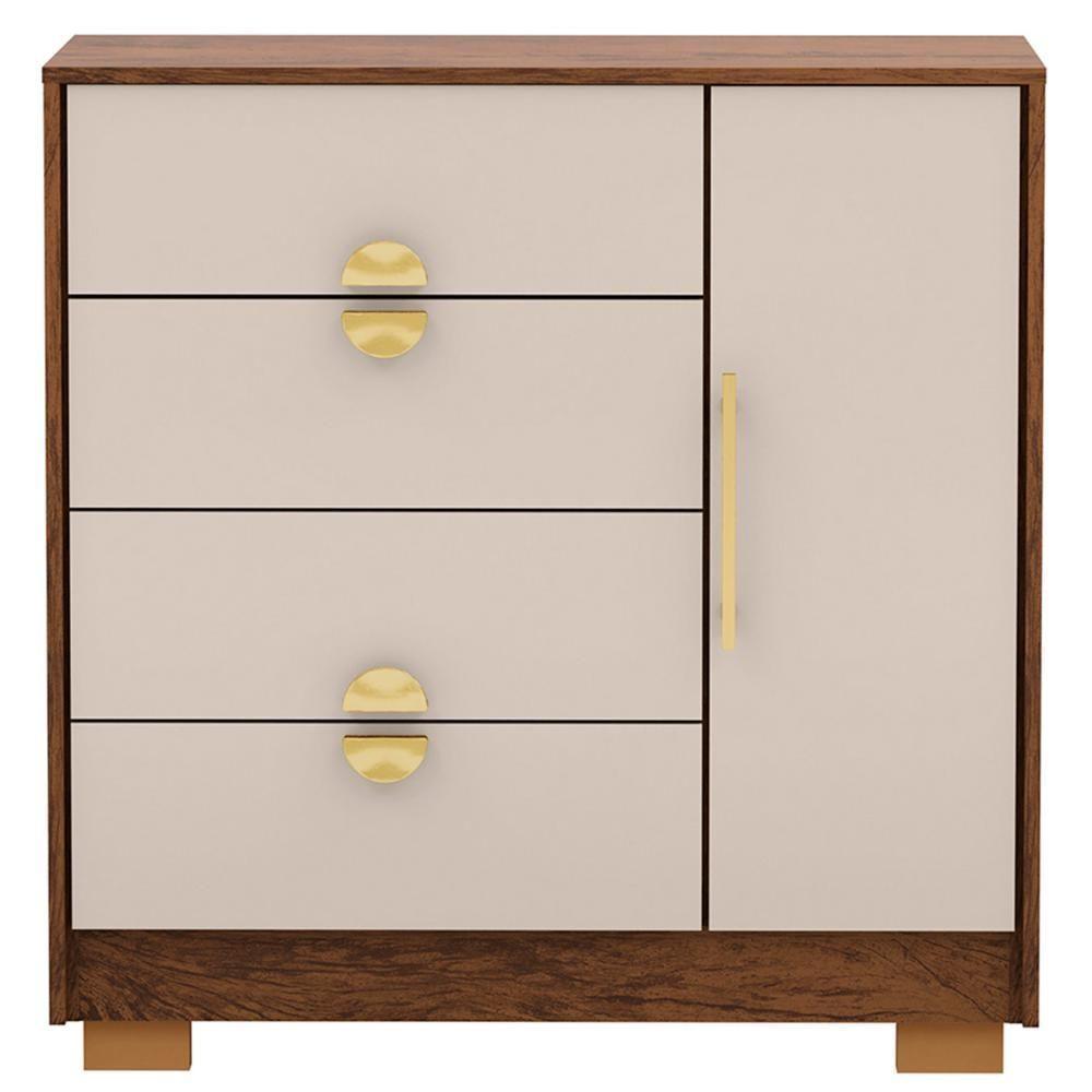 Cômoda Para Quarto 93cm Com 1 Porta Nara Imbuia-fendi V02 - Mpozenato - 3