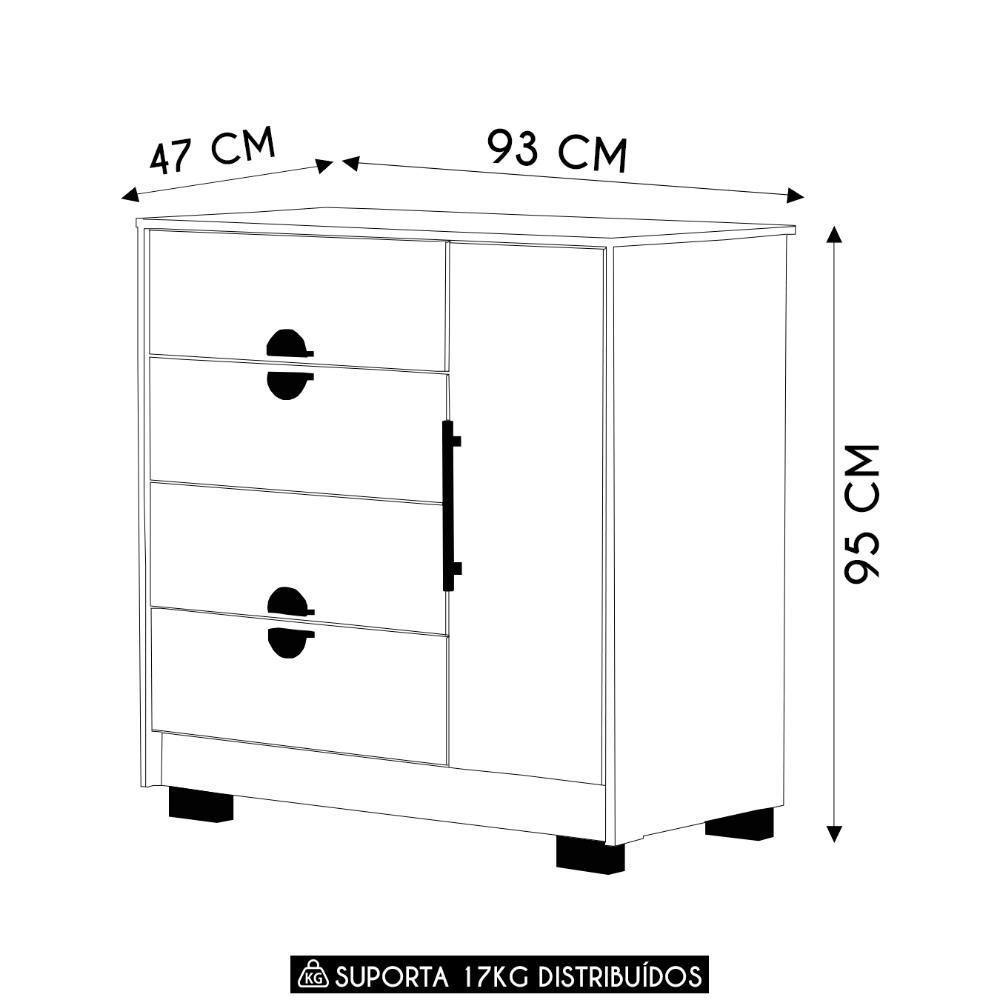 Cômoda Para Quarto 93cm Com 1 Porta Nara Imbuia-fendi V02 - Mpozenato - 8