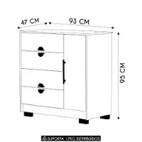 Cômoda Para Quarto 93cm Com 1 Porta Nara Imbuia-fendi V02 - Mpozenato - 8