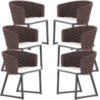 Kit 6 Cadeiras Bali Alumínio Em Tricô Náutico Trama Original Marrom - 1