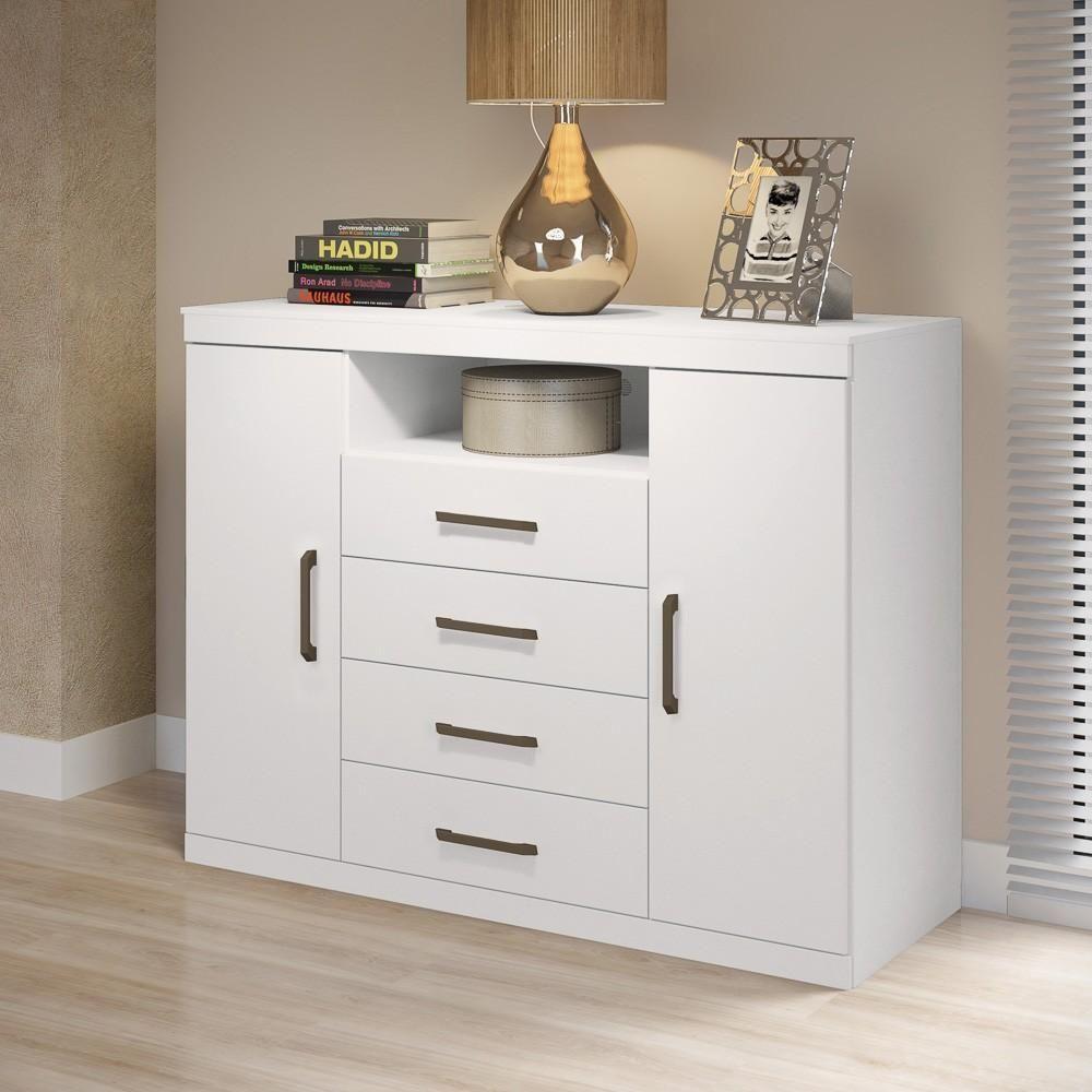 Cômoda 2 Portas 4 Gavetas Master Branco - Santos Andirá - 2