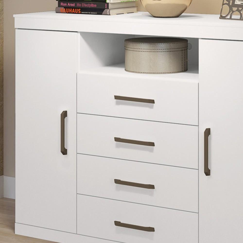 Cômoda 2 Portas 4 Gavetas Master Branco - Santos Andirá - 3