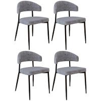 Cadeira De Jantar Estofada Kit 4 Chloe M25 Linho Lautrec Cinza - Mpozenato - 1