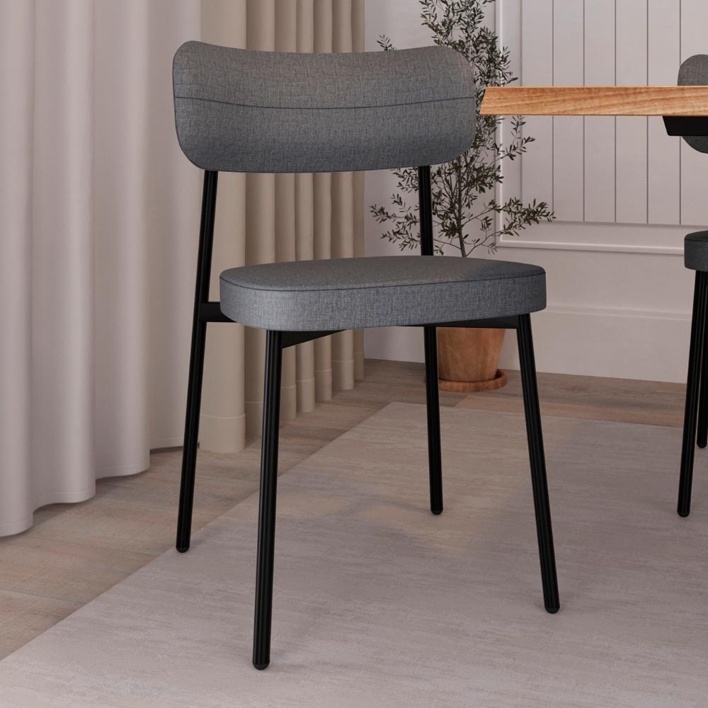 Cadeira De Jantar Estofada Kit 6 Ella M25 Linho Cinza - Mpozenato - 2