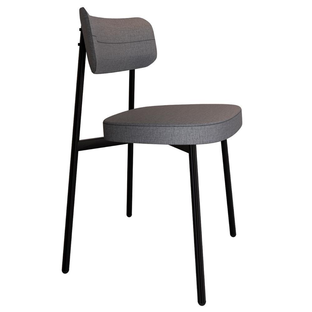 Cadeira De Jantar Estofada Kit 6 Ella M25 Linho Cinza - Mpozenato - 5