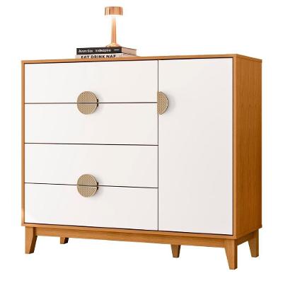 Cômoda Sapateira 1 Porta 4 Gavetas 120cm Ipê Branco-cinamomo - Albatroz