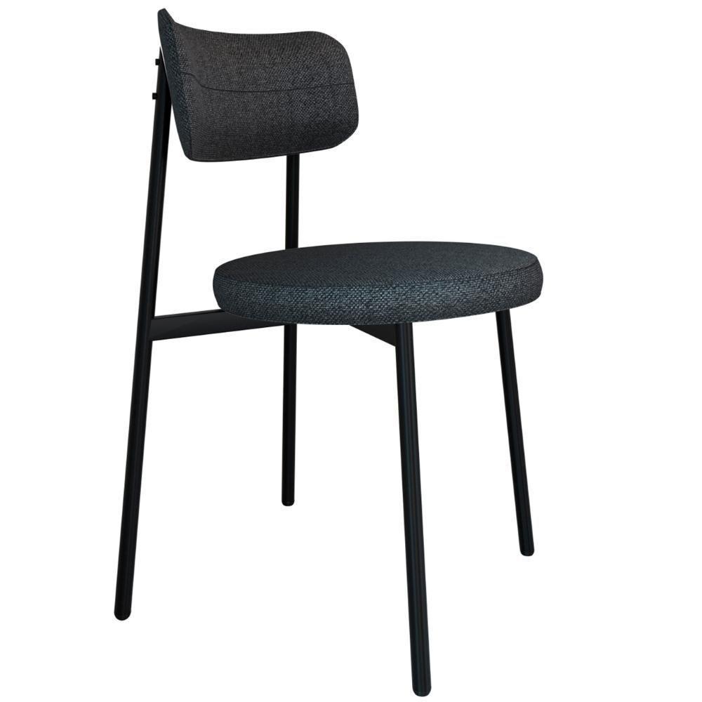 Cadeira De Jantar Estofada Kit 2 Nyka M25 Linho Grafite - Mpozenato - 5