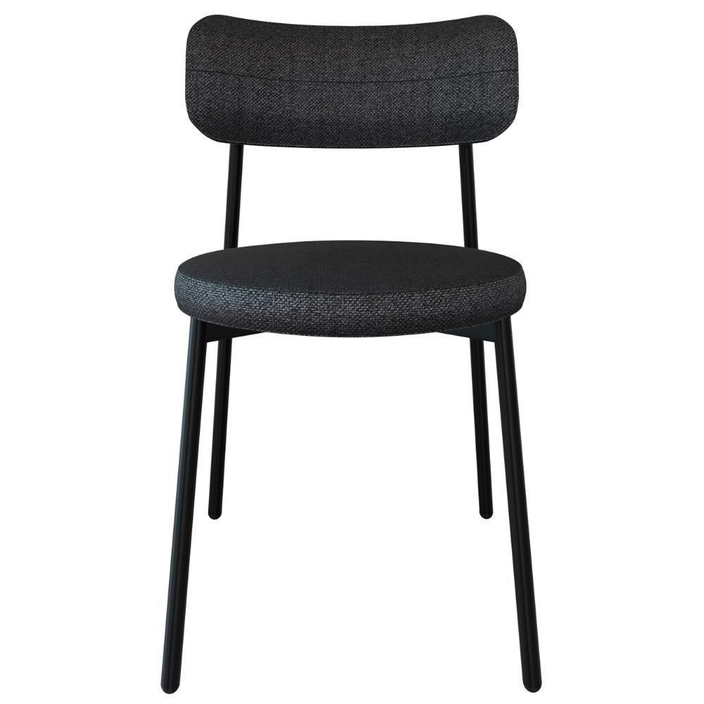 Cadeira De Jantar Estofada Kit 2 Nyka M25 Linho Grafite - Mpozenato - 6