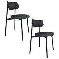 Cadeira De Jantar Estofada Kit 2 Nyka M25 Linho Grafite - Mpozenato - 1