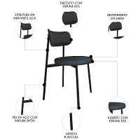 Cadeira De Jantar Estofada Kit 2 Nyka M25 Linho Grafite - Mpozenato - 3