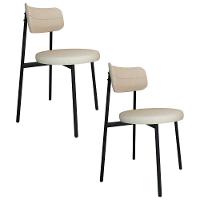 Cadeira De Jantar Estofada Kit 2 Nyka M25 Linho Areia - Mpozenato - 1