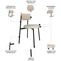 Cadeira De Jantar Estofada Kit 2 Nyka M25 Linho Areia - Mpozenato - 3