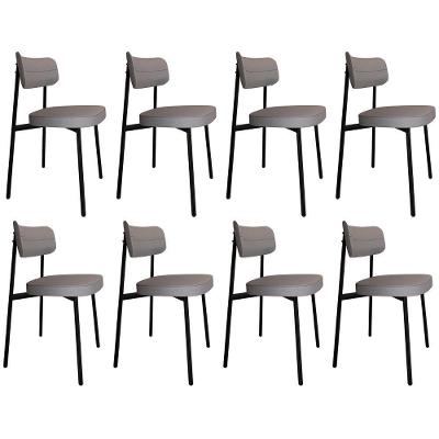 Cadeira De Jantar Estofada Kit 8 Ella M25 Linho Cinza Cl - Mpozenato