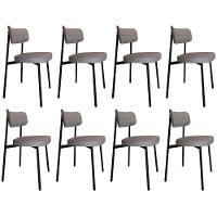 Cadeira De Jantar Estofada Kit 8 Ella M25 Linho Cinza Cl - Mpozenato - 1