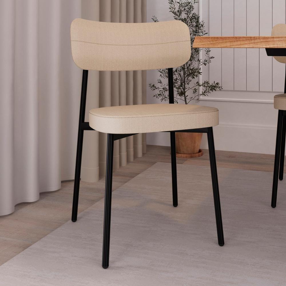 Cadeira De Jantar Estofada Kit 2 Ella M25 Linho Areia - Mpozenato - 2