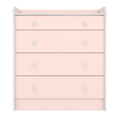 Cômoda Infantil Com Trocador 4 Gavetas Doce Sonho Rosa - Qmovi