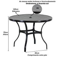 Mesa Roma Com Tampo Ripado 120 Cm Alumínio Preto - 5