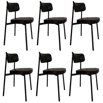 Cadeira De Jantar Estofada Kit 6 Ella M25 Sintético Preto - Mpozenato