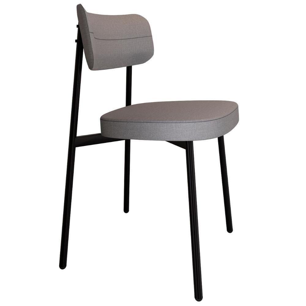 Cadeira De Jantar Estofada Kit 6 Ella M25 Linho Cinza Cl - Mpozenato - 5