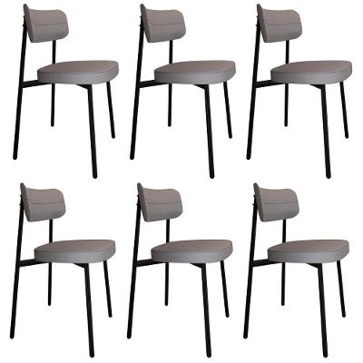 Cadeira De Jantar Estofada Kit 6 Ella M25 Linho Cinza Cl - Mpozenato