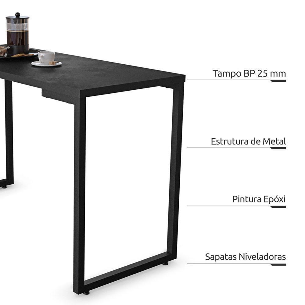 Mesa De Cozinha Bistrô Porto Preto 120cm Com 2 Banquetas Industriais Maviê Branco/preto - Mpozenato - 3