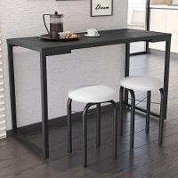 Mesa De Cozinha Bistrô Porto Preto 120cm Com 2 Banquetas Industriais Maviê Branco/preto - Mpozenato - 2