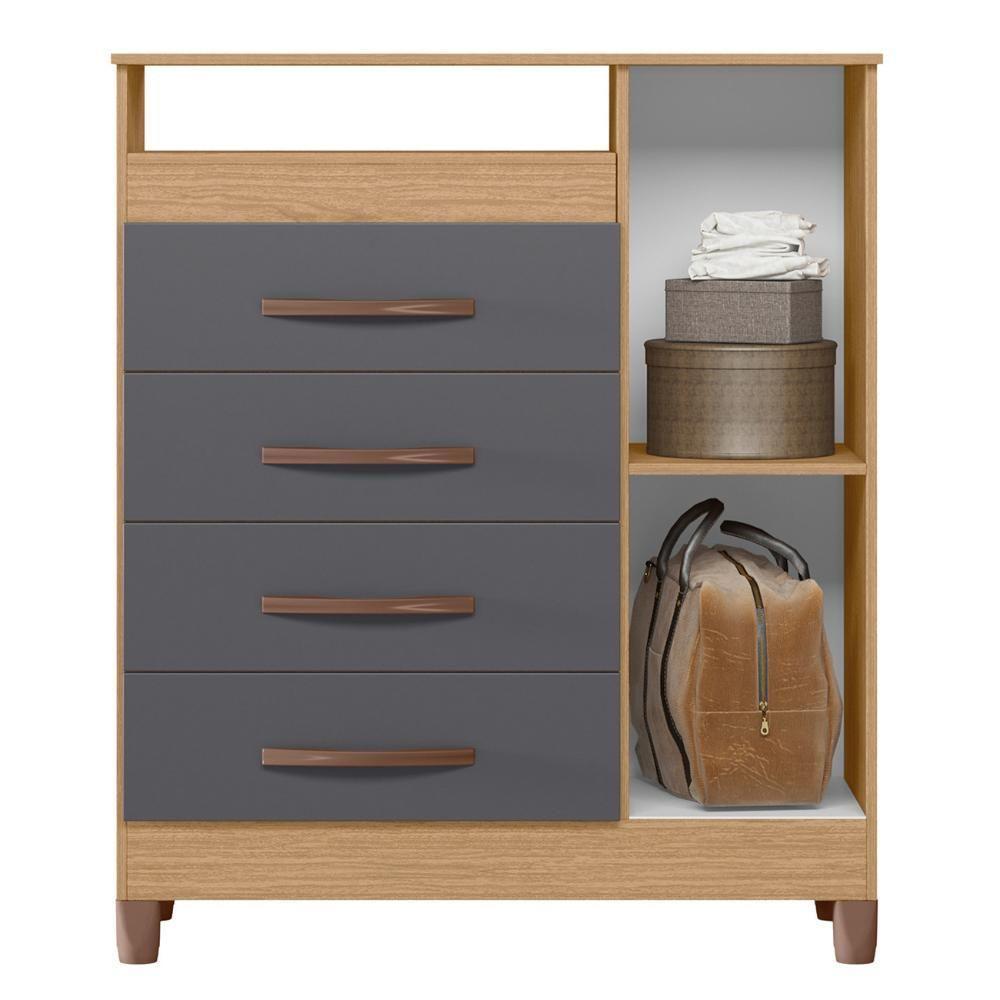 Cômoda Para Quarto 1 Porta 84cm Franci A02 Freijó-titanium - Mpozenato - 2