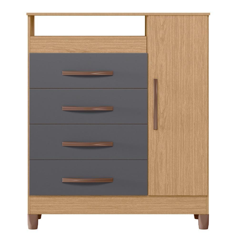 Cômoda Para Quarto 1 Porta 84cm Franci A02 Freijó-titanium - Mpozenato - 3