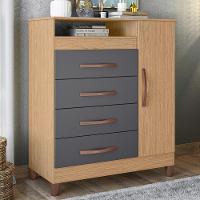 Cômoda Para Quarto 1 Porta 84cm Franci A02 Freijó-titanium - Mpozenato