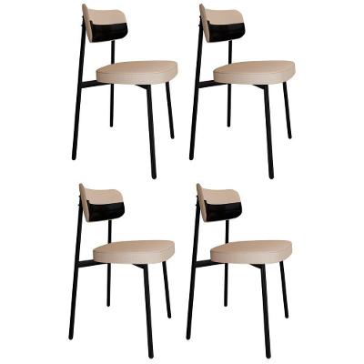 Cadeira De Jantar Estofada Kit 4 Ella M25 Linho Areia-preto - Mpozenato