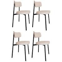 Cadeira De Jantar Estofada Kit 4 Ella M25 Linho Palha - Mpozenato - 1