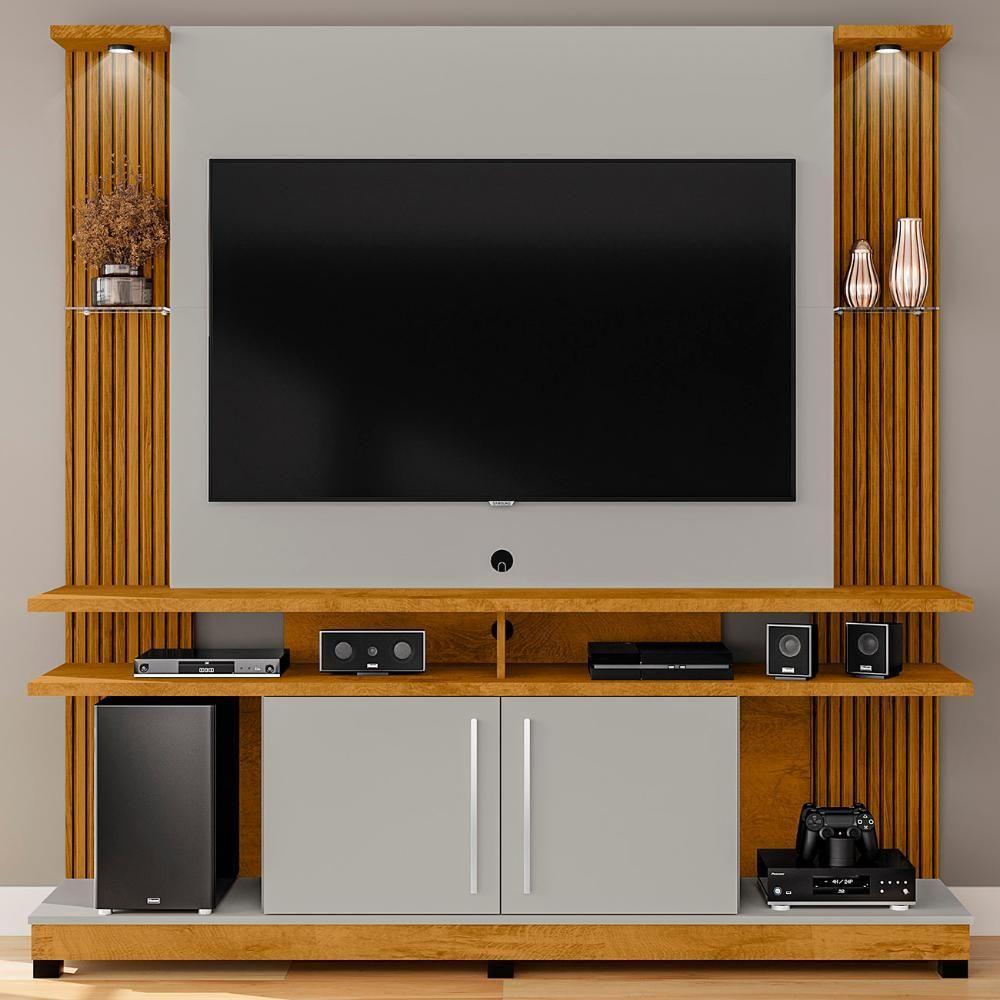 Estante Painel Para Tv 55 Pol 180cm Com Led York Naturalle-off - Bechara - 6