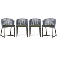 4 Cadeiras De Jantar Noronha Marrom Corda Náutica E13 Trama Prata - 1