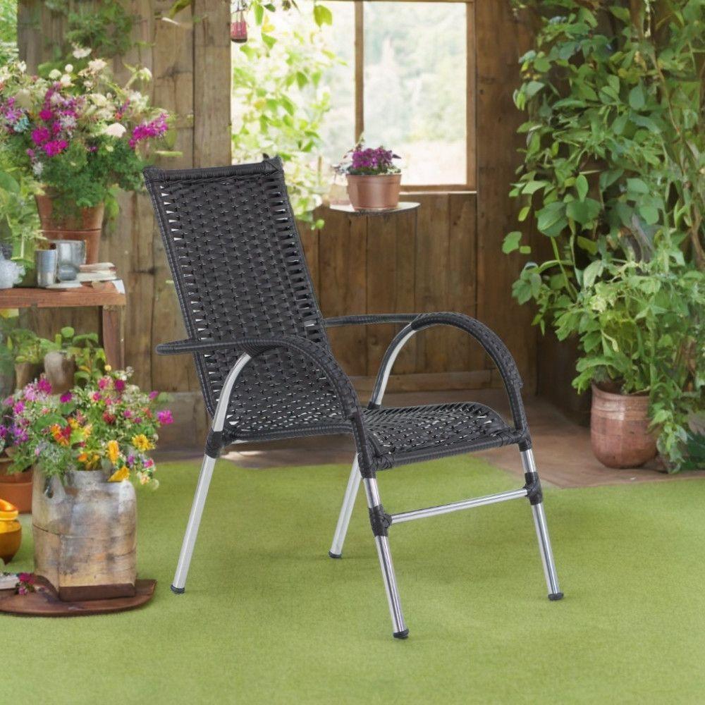 5 Cadeiras Vênus Alumínio Fibra Sintética P/ Varanda Trama Preto - 6