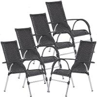5 Cadeiras Vênus Alumínio Fibra Sintética P/ Varanda Trama Preto - 1