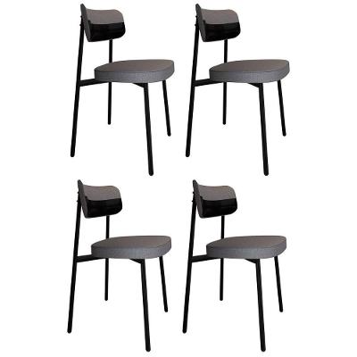Cadeira De Jantar Estofada Kit 4 Ella M25 Linho Cinza-preto - Mpozenato