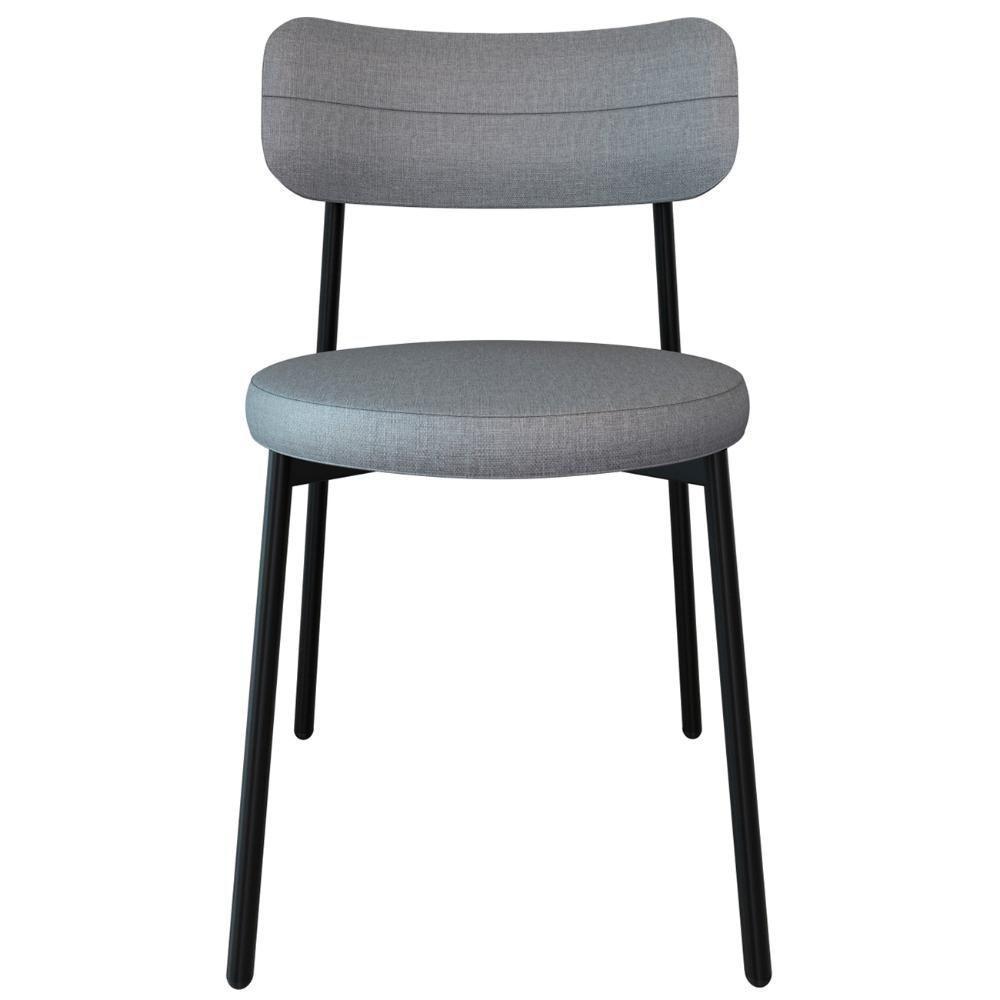 Cadeira De Jantar Estofada Fixa Nyka M25 Linho Cinza Cl - Mpozenato - 5