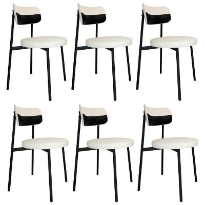 Cadeira De Jantar Estofada Kit 6 Nyka M25 Linho Palha-preto - Mpozenato