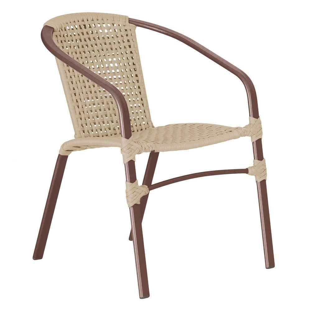 01 Cadeira Floripa Aluminio Pintura Marrom Trama Original Rami - 1