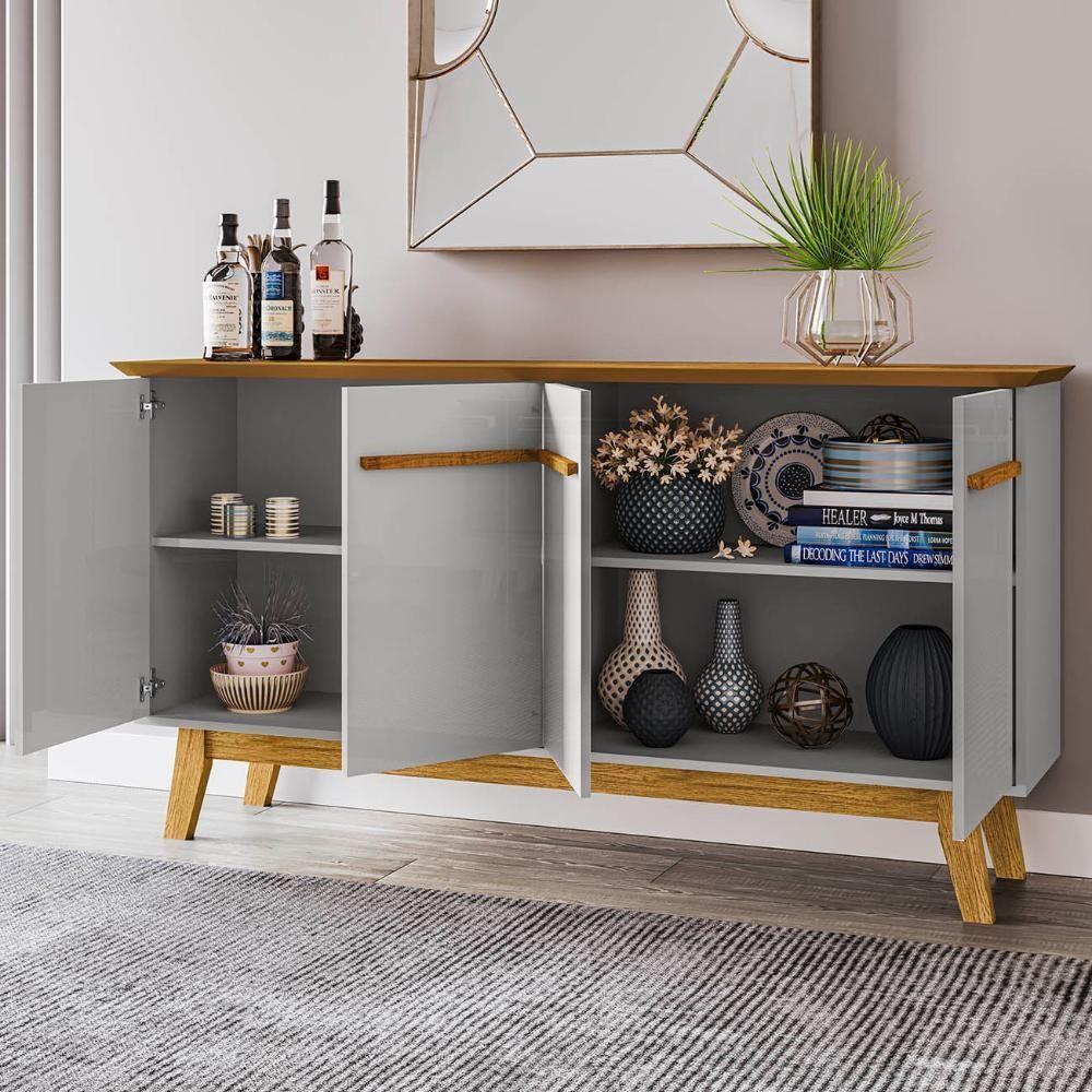 Buffet Aparador Sala De Estar 160cm 4 Portas Opala Naturalle-off - Bechara - 6