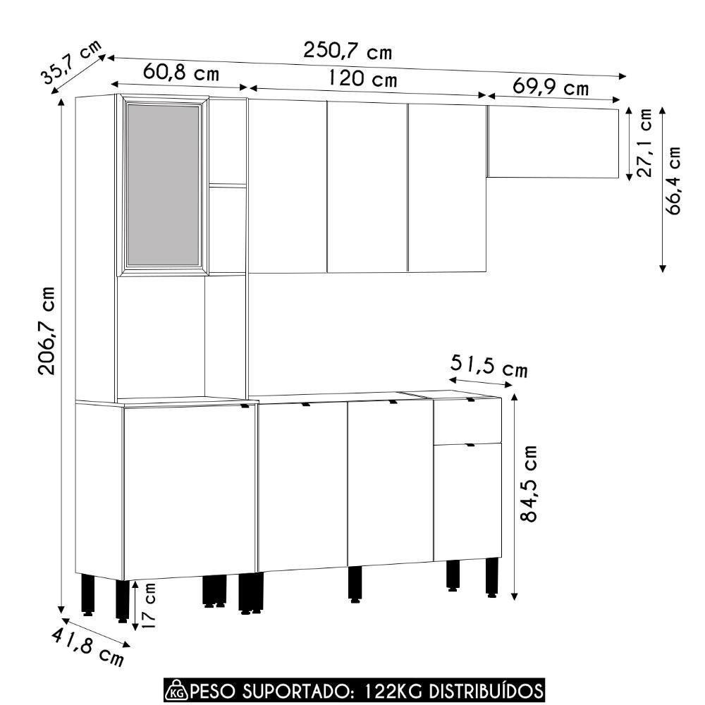 Cozinha Compacta Balcão Com Pia 120cm Laura Plus Soft-freijó Z06 - Mpozenato - 4