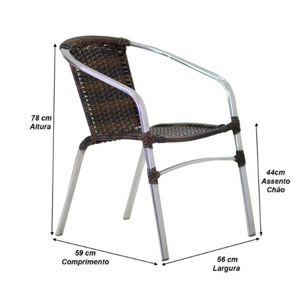 5 Cadeiras Em Alumínio Floripa Trama Original Pedra Ferro - 4