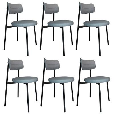Cadeira De Jantar Estofada Kit 6 Nyka M25 Linho Cinza Cl - Mpozenato
