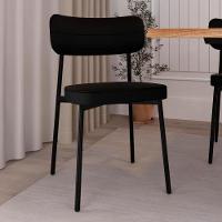 Cadeira De Jantar Estofada Fixa Ella M25 Linho Grafite - Mpozenato - 2